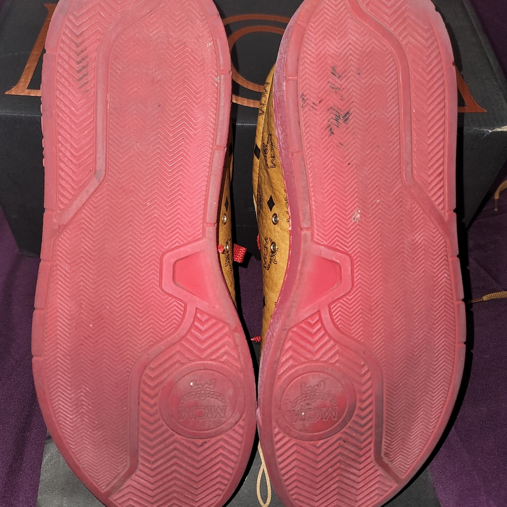 MCM Tan and Red Women's Sneakers - Picture 4 of 5